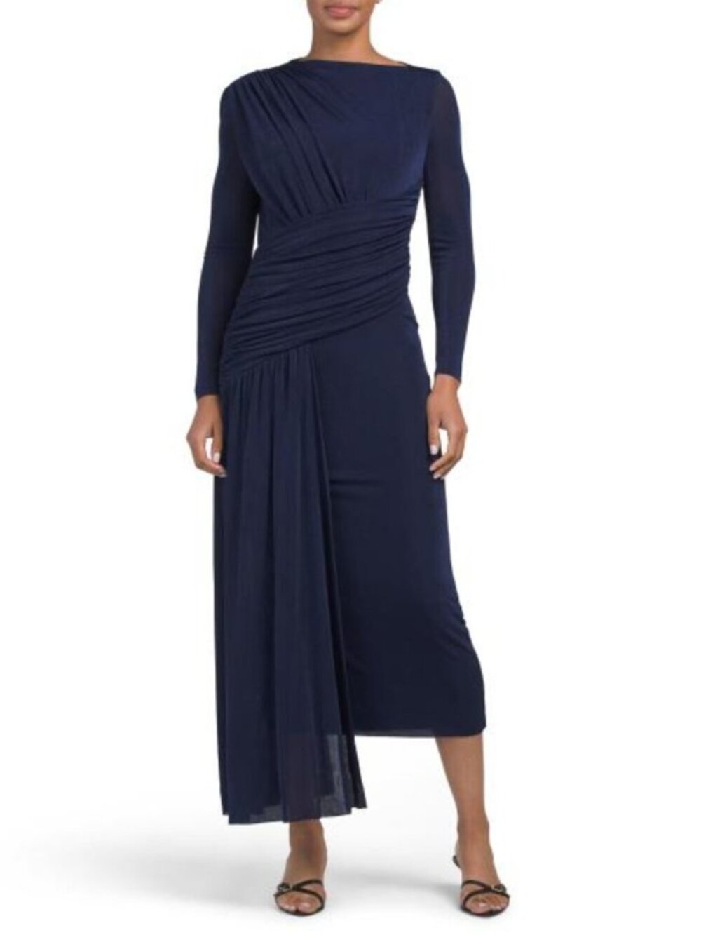 DALIA MACPHEE Long Sleeve Ruched Gown